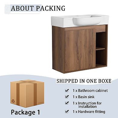 ELEMENT ACE Wall-Mounted Bathroom Vanity with Ceramic Sink and Soft-Close Door