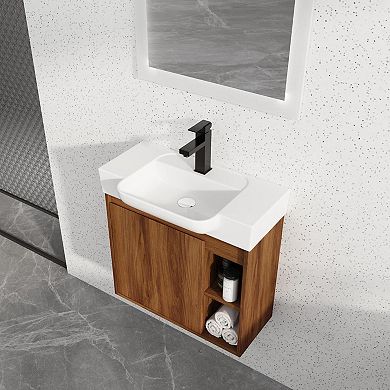 ELEMENT ACE Wall-Mounted Bathroom Vanity with Ceramic Sink and Soft-Close Door