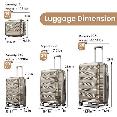 WOW PIONEER Lightweight Expandable Hard Shell Luggage Set with TSA Lock and Spinner Wheels