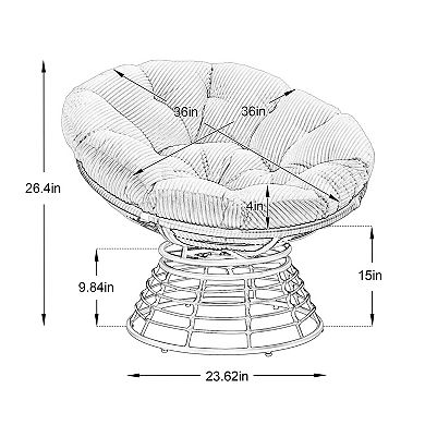 360° Papasan Chair with Thick Cushion
