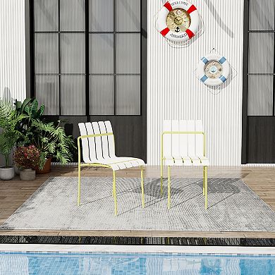 WOW PIONEER Modern Striped Color Block Dining Chairs, 4-Pack Indoor/Outdoor Set