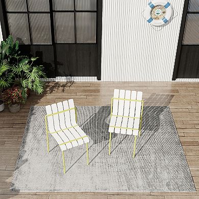 WOW PIONEER Modern Striped Color Block Dining Chairs, 4-Pack Indoor/Outdoor Set