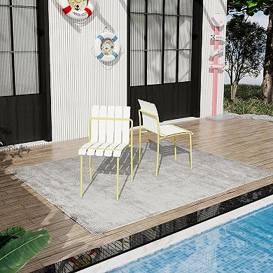 WOW PIONEER Modern Striped Color Block Dining Chairs, 4-Pack Indoor/Outdoor Set