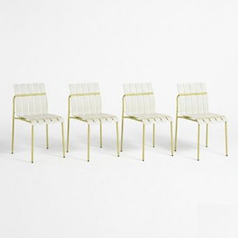 WOW PIONEER Modern Striped Color Block Dining Chairs, 4-Pack Indoor/Outdoor Set