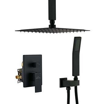 1-Spray Patterns with 2.5 GPM 10 in Ceiling Mount Dual Shower Heads with Pressure Balance Valve