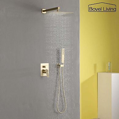 1-Spray Patterns with 2.5 GPM 12 in. Wall Mount Dual Shower Heads with Pressure Balance Valve