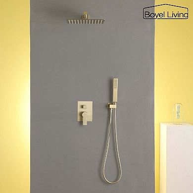 1-Spray Patterns with 2.5 GPM 12 in. Wall Mount Dual Shower Heads with Pressure Balance Valve