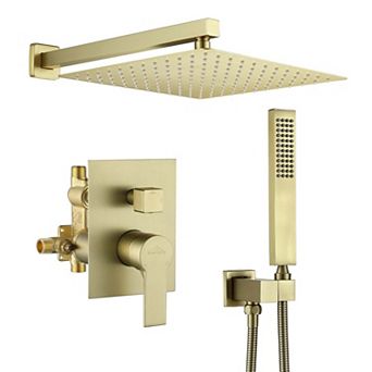 1-Spray Patterns with 2.5 GPM 12 in Wall Mount Dual Shower Heads with Pressure Balance Valve