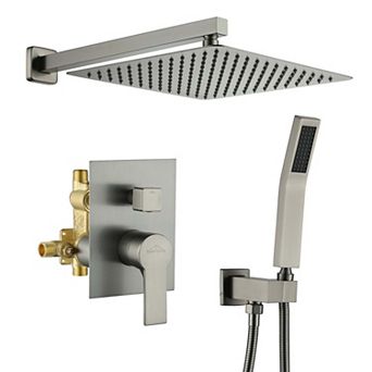 1-Spray Patterns with 2.5 GPM 12 in Wall Mount Dual Shower Heads with Pressure Balance Valve