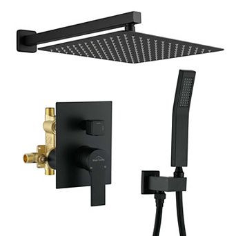 1-Spray Patterns with 2.5 GPM 12 in Wall Mount Dual Shower Heads with Pressure Balance Valve