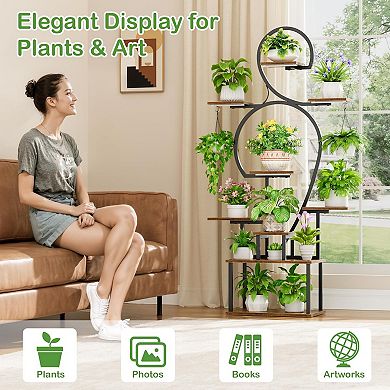 9-Tier Plant Stand with Grow Light, 63" Plant Shelf for Multiple Plants