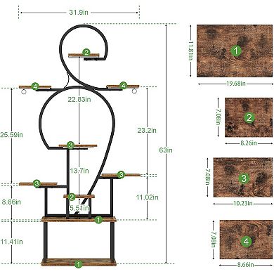 9-Tier Plant Stand with Grow Light, 63" Plant Shelf for Multiple Plants