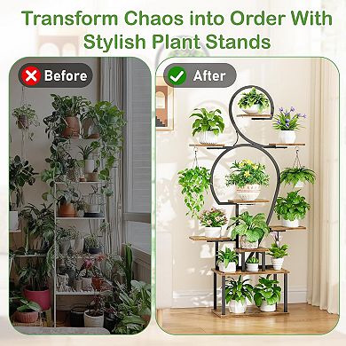 9-Tier Plant Stand with Grow Light, 63" Plant Shelf for Multiple Plants