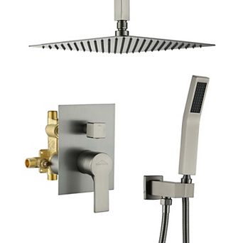 1-Spray Patterns with 2.5 GPM 12 in Ceiling Mount Dual Shower Heads with Pressure Balance Valve