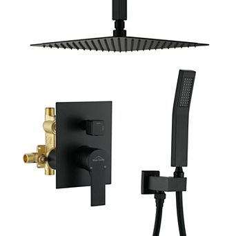 1-Spray Patterns with 2.5 GPM 12 in Ceiling Mount Dual Shower Heads with Pressure Balance Valve