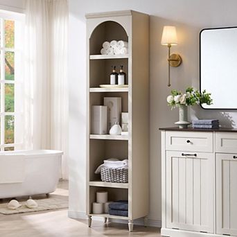 Arched Bookcase with 2 Adjustable Shelves, 76" Tall Bookshelves with Open Display Shelves