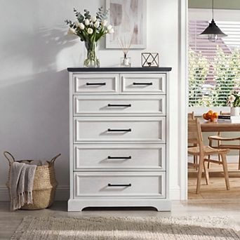 white dresser near me Lofka Standard for Bedroom with 6 Drawers 47inch Wide Chests of Drawers with Metal Handles Wood TV Stand for Hallway Entryway Jesse Dresser White Dressers - Elegant Bedroom