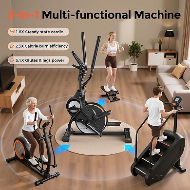 FED FITNESS Elliptical Machine, 3-in-1 (Elliptical + Cardio Climber + Stair Stepper)