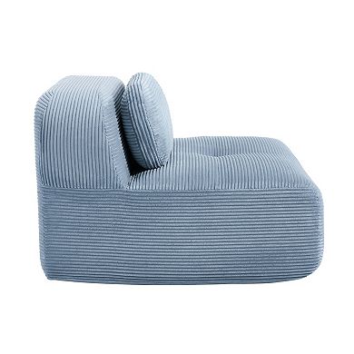 Corduroy Single Sofa with Pillows, Upholstered Lazy Floor Sofa