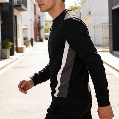 Men’s Color-Block Crewneck Sweatshirt Long Sleeve Casual Pullover