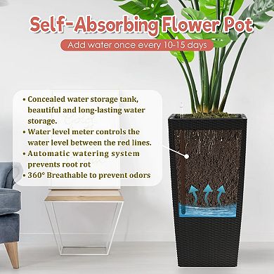 WOW PIONEER Large Self-Watering Planter Pot with Drainage System Indoor Outdoor
