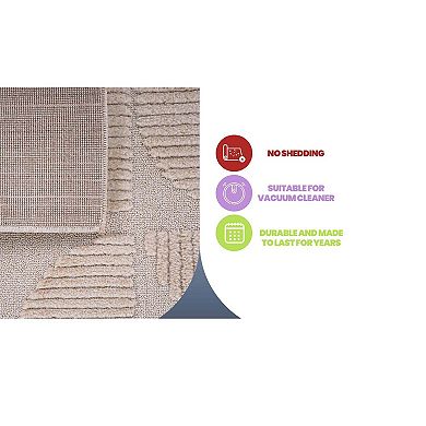 Geometric High-Low Area Rug - 7.9x10