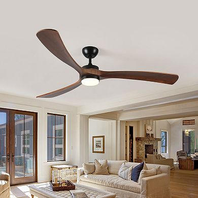 ELEMENT ACE 72 Inch Solid Wood Ceiling Fan with Lights and Remote Control Indoor Outdoor
