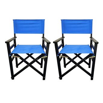 WOW PIONEER Natural Solid Wood Canvas Folding Director Chair Set of Two Seats