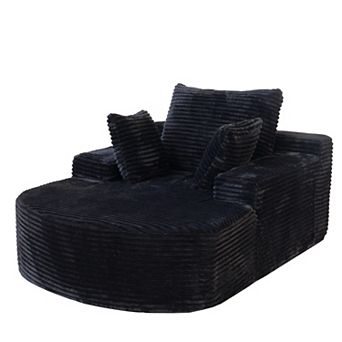 Oversized D-Shaped Lounge Chair Indoor, Modern Upholstered Corduroy Deep Seat Circle Single Couch