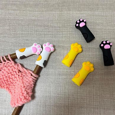 6PCS Cat Paw Knitting Needle Stoppers Point Protectors for 8mm12.75mm Needles