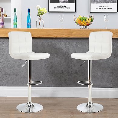 Costway Adjustable Swivel Bar Stool Counter Height Bar Chair PU Leather w/ Back