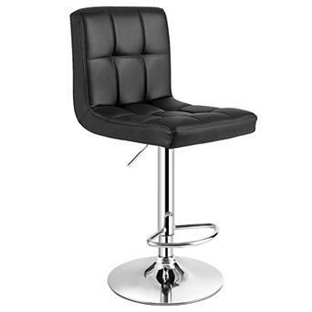 Costway Adjustable Swivel Bar Stool Counter Height Bar Chair PU Leather w/ Back