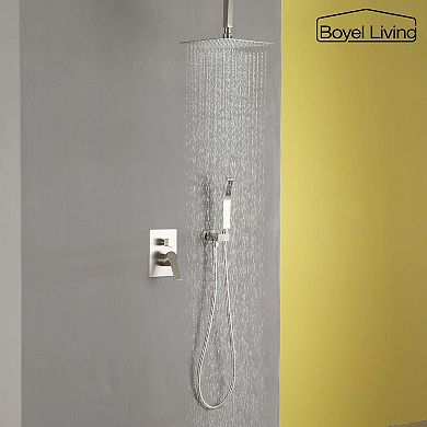 1-Spray Patterns with 2.5 GPM 10 in. Ceiling Mount Dual Shower Heads with Pressure Balance Valve