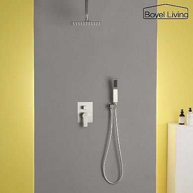 1-Spray Patterns with 2.5 GPM 10 in. Ceiling Mount Dual Shower Heads with Pressure Balance Valve