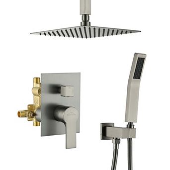 1-Spray Patterns with 2.5 GPM 10 in Ceiling Mount Dual Shower Heads with Pressure Balance Valve