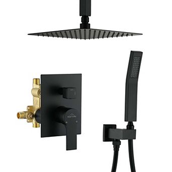 1-Spray Patterns with 2.5 GPM 10 in Ceiling Mount Dual Shower Heads with Pressure Balance Valve