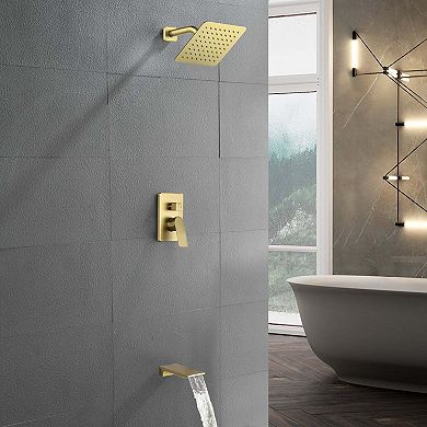 1-Spray Pattern 8 in Wall Mount Tub and Shower Faucet 2.5 GPM with Single Handle, Valve Included