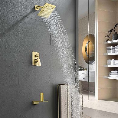 1-Spray Pattern 8 in Wall Mount Tub and Shower Faucet 2.5 GPM with Single Handle, Valve Included