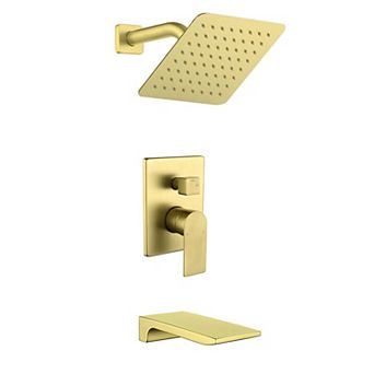 1-Spray Pattern 8 in Wall Mount Tub and Shower Faucet 2.5 GPM with Single Handle, Valve Included
