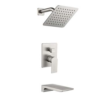 1-Spray Pattern 8 in Wall Mount Tub and Shower Faucet 2.5 GPM with Single Handle, Valve Included
