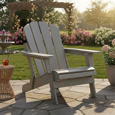 WOW PIONEER Oversized Folding Outdoor Patio Chair with Embossed Wood Grain Design