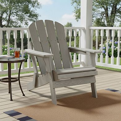 WOW PIONEER Oversized Folding Outdoor Patio Chair with Embossed Wood Grain Design