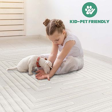 Geometric High-Low Runner Rug - 2.2x8