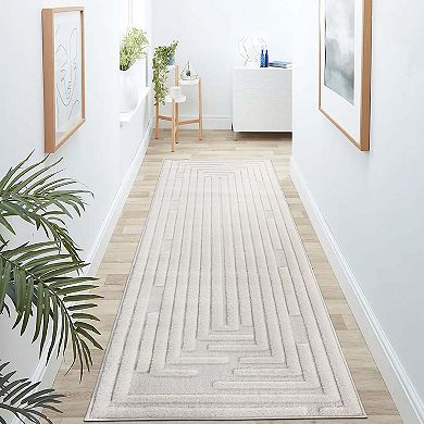 Geometric High-Low Runner Rug - 2.2x8