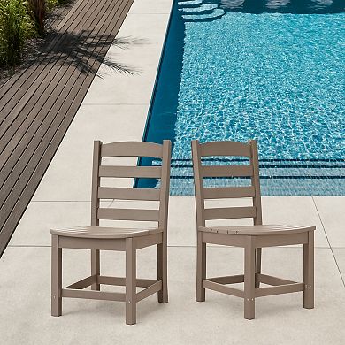 WOW PIONEER Armless Recycled Plastic Outdoor Dining Chairs Set of Two