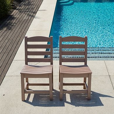 WOW PIONEER Armless Recycled Plastic Outdoor Dining Chairs Set of Two
