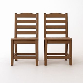 WOW PIONEER Armless Recycled Plastic Outdoor Dining Chairs Set of Two