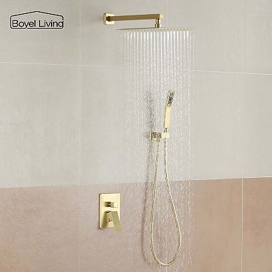 1-Spray Patterns with 2.5 GPM 12 in. Square Wall Mount Dual Shower Heads with Pressure Balance Valve