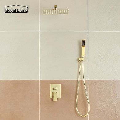 1-Spray Patterns with 2.5 GPM 12 in. Square Wall Mount Dual Shower Heads with Pressure Balance Valve