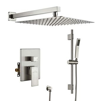 1-Spray Patterns with 2.5 GPM 12 in Wall Mount Dual Shower Heads with Pressure Balance Valve